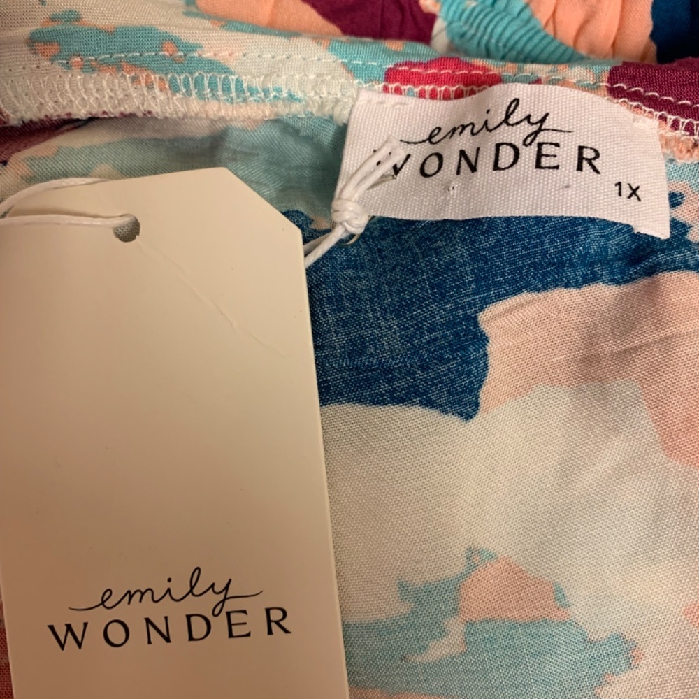 Emily wonder dress plus SZ 1X maxi one shoulder ruffle abstract print NWT - Picture 6 of 10